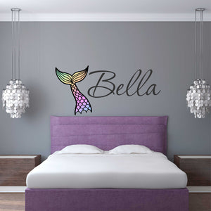 Mermaid Wall Decal Mermaid Sticker Custom Name - Name Sticker - Name Wall Decal