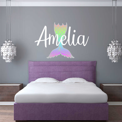 Mermaid Wall Decal Mermaid Sticker Custom Name - Name Sticker - Name Wall Decal