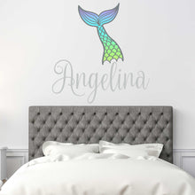Load image into Gallery viewer, Mermaid Wall Decal Mermaid Sticker Custom Name - Name Sticker - Name Wall Decal