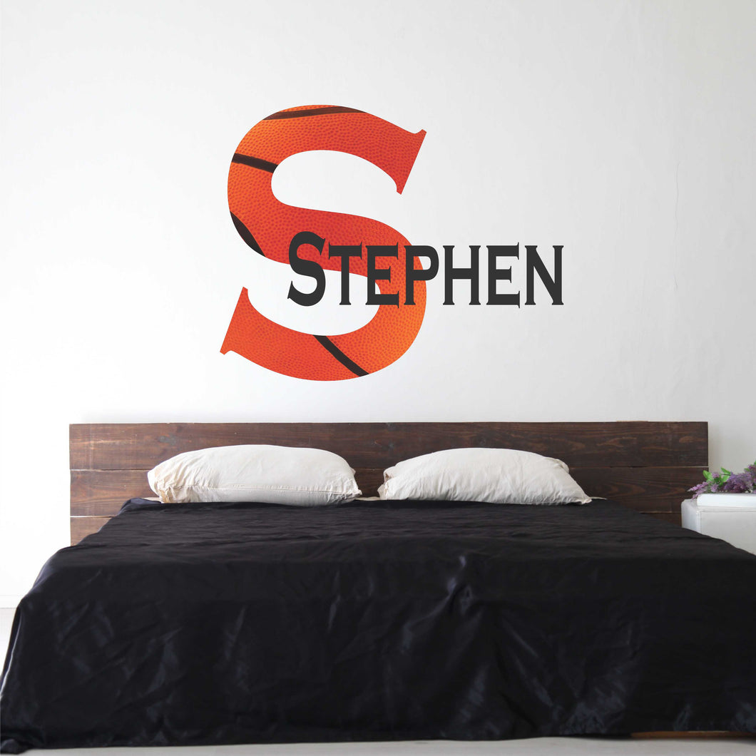 Basketball Name Wall Decal - Basketball Sticker - Custom Name - Personalized Name