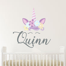 Load image into Gallery viewer, Unicorn Sticker Wall Decal Custom Name - Name Sticker - Name Decal