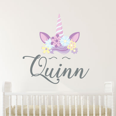 Unicorn Sticker Wall Decal Custom Name - Name Sticker - Name Decal