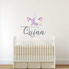 Load image into Gallery viewer, Unicorn Sticker Wall Decal Custom Name - Name Sticker - Name Decal