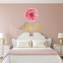 Load image into Gallery viewer, Personalized Name With Dahlia Flower Wall Decal