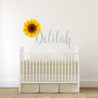Personalized Name With Sunflower Wall Decal