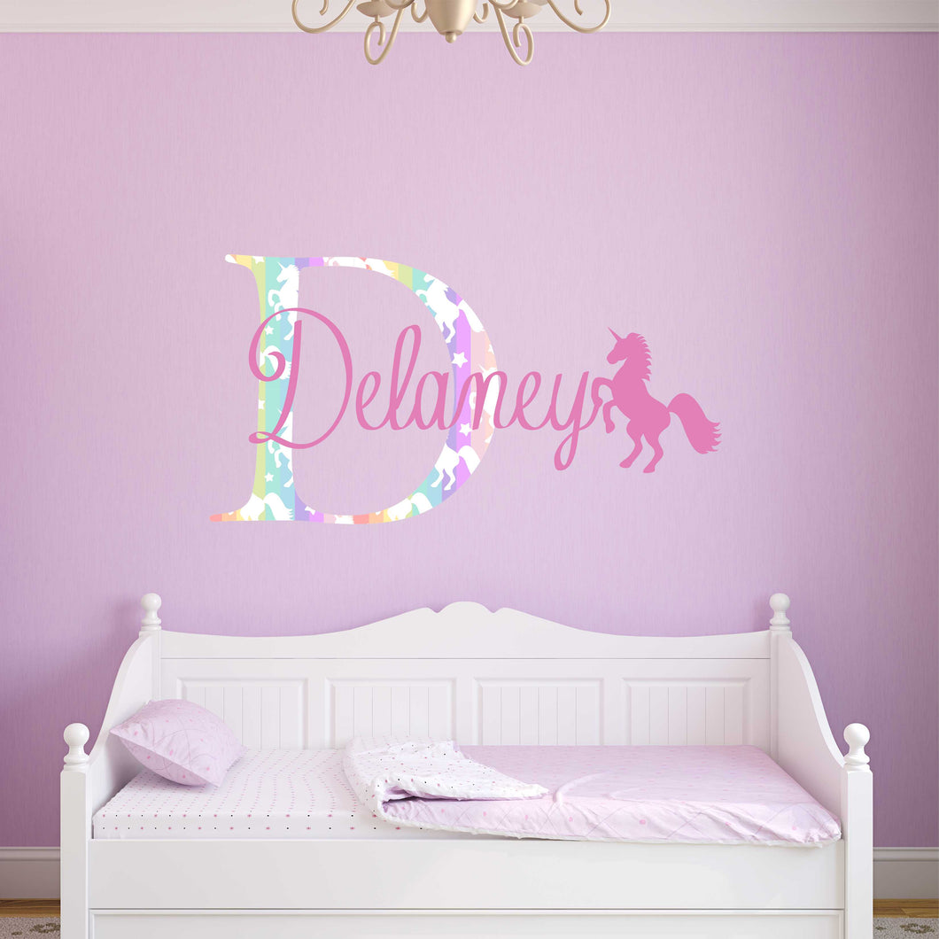 Unicorn Sticker Wall Decal Custom Name - Name Sticker - Name Decal