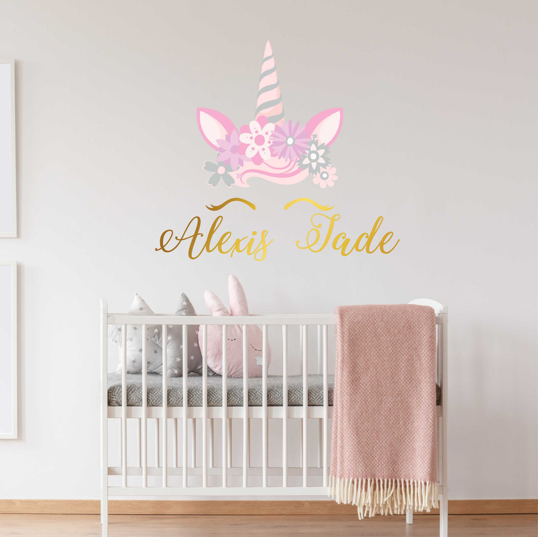 Unicorn Sticker Wall Decal Custom Name - Name Sticker - Name Decal