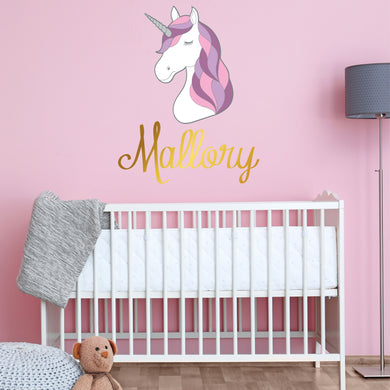 Unicorn Sticker Wall Decal Custom Name - Name Sticker - Name Decal
