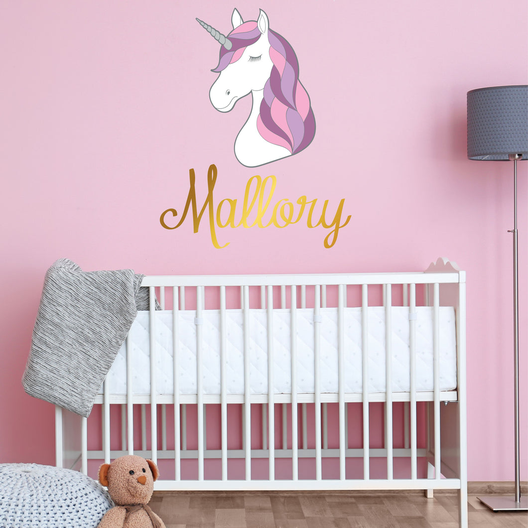 Unicorn Sticker Wall Decal Custom Name - Name Sticker - Name Decal