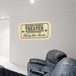 Personalized Movie Ticket Family Theater Decal