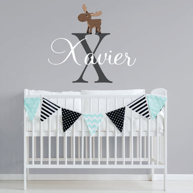 Personalized Name Initial Moose Wall Decal