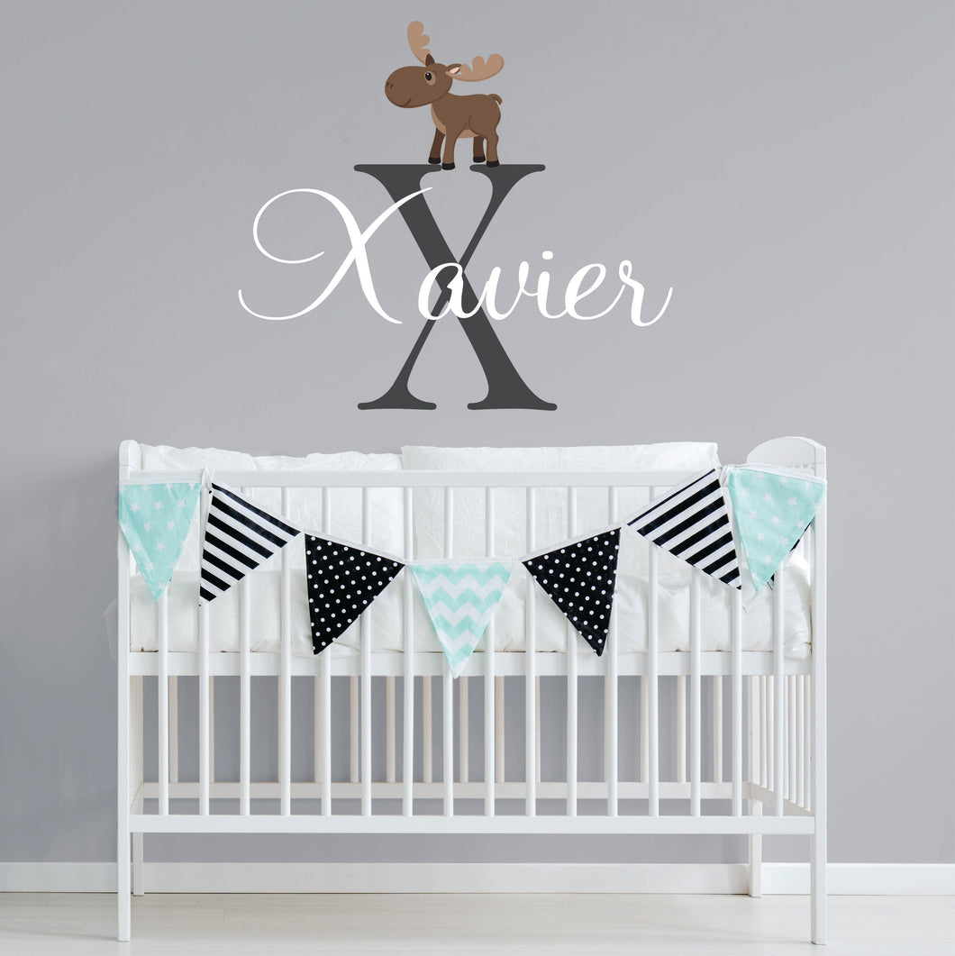 Personalized Name Initial Moose Wall Decal