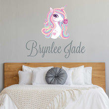 Load image into Gallery viewer, Unicorn Sticker Wall Decal Custom Name - Name Sticker - Name Decal
