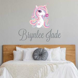 Unicorn Sticker Wall Decal Custom Name - Name Sticker - Name Decal