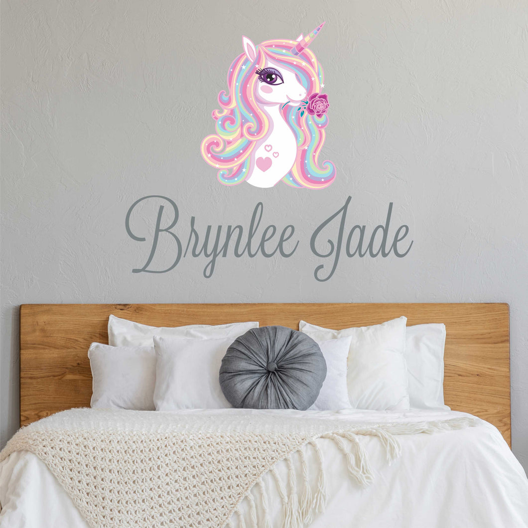 Unicorn Sticker Wall Decal Custom Name - Name Sticker - Name Decal