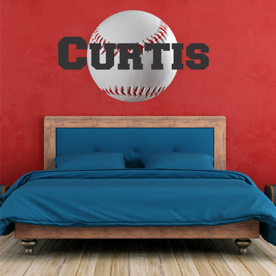 Baseball Name Wall Decal Baseball Sticker Custom Name Personalized Name