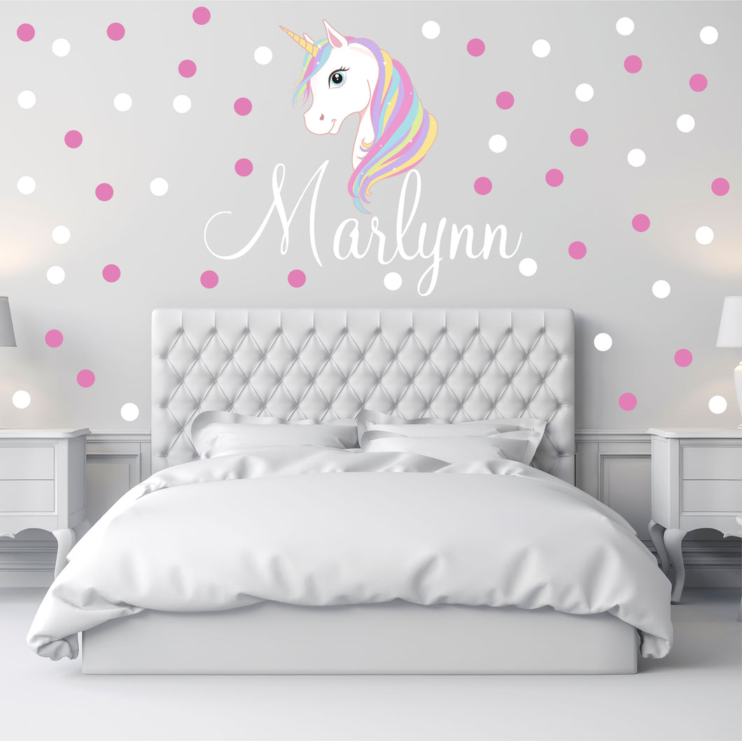 Unicorn Sticker Wall Decal Custom Name - Name Sticker - Name Decal