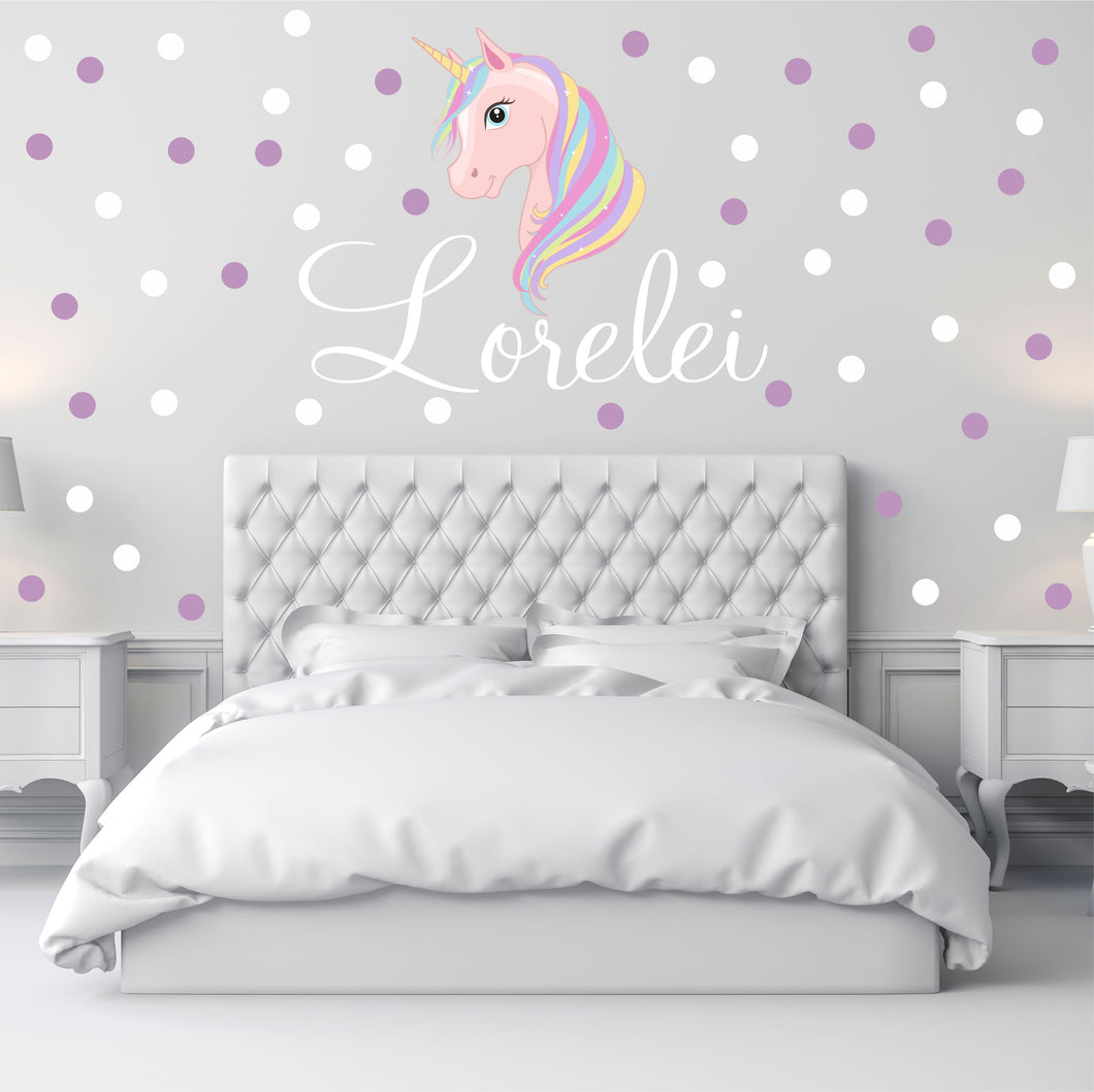 Unicorn Sticker Wall Decal Custom Name - Name Sticker - Name Decal