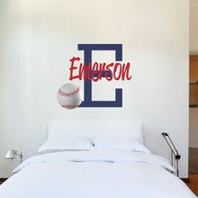 Load image into Gallery viewer, Baseball Name Wall Decal Baseball Sticker Custom Name Personalized Name