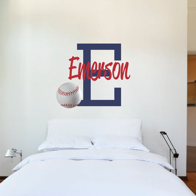 Baseball Name Wall Decal Baseball Sticker Custom Name Personalized Name