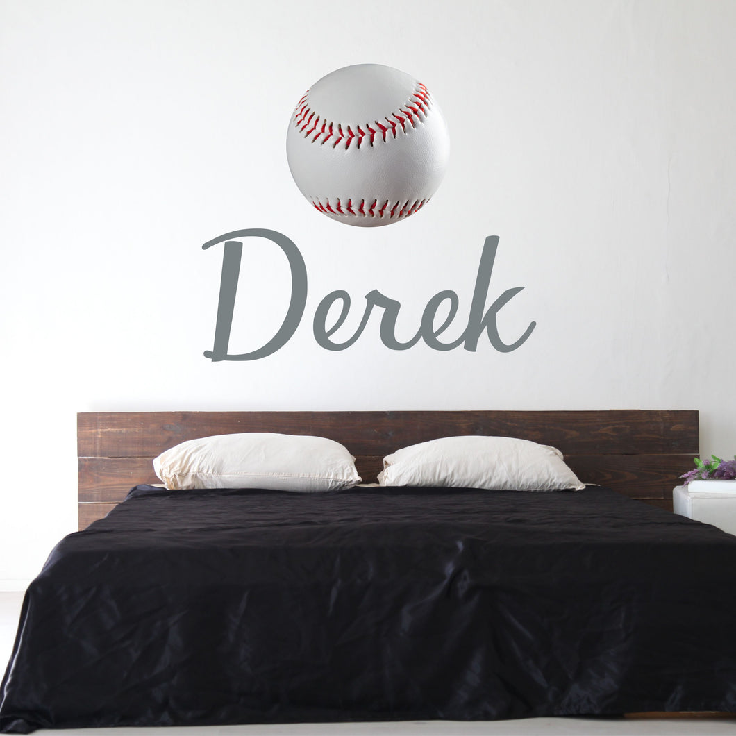 Baseball Name Wall Decal Baseball Sticker Custom Name Personalized Name