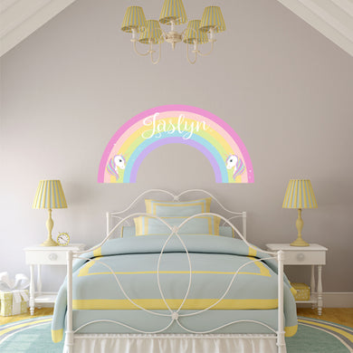 Rainbow Wall Decal Unicorn Sticker Custom Name - Name Sticker - Name Wall Decal