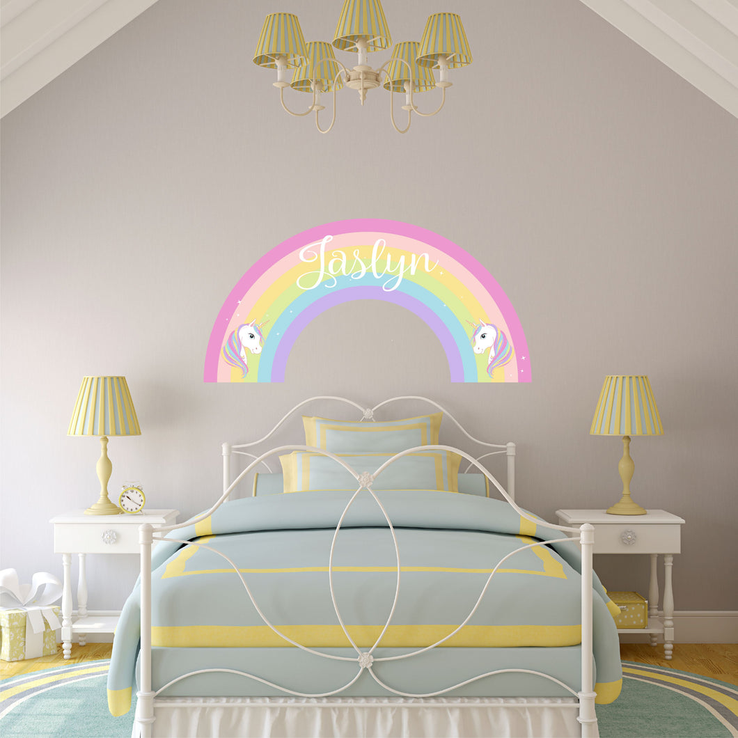 Rainbow Wall Decal Unicorn Sticker Custom Name - Name Sticker - Name Wall Decal