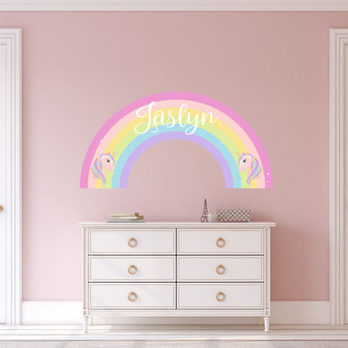 Rainbow Wall Decal Unicorn Sticker Custom Name - Name Sticker - Name Wall Decal