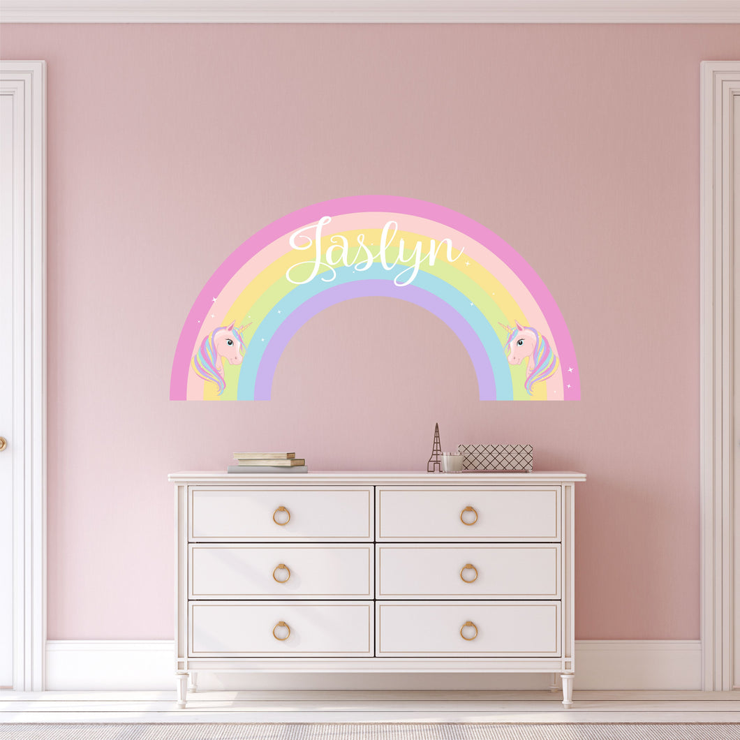 Rainbow Wall Decal Unicorn Sticker Custom Name - Name Sticker - Name Wall Decal