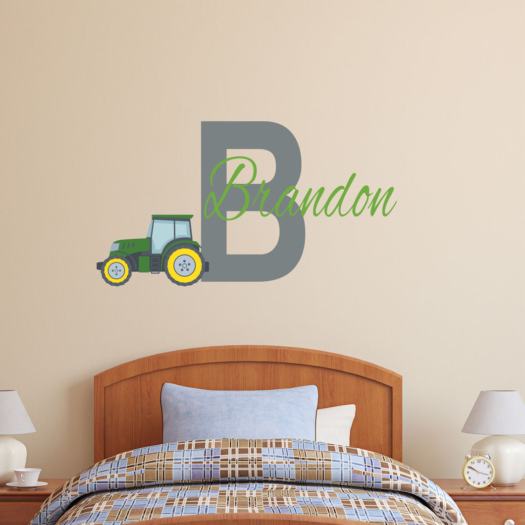 Personalized Name Farm Tractor Wall Decal