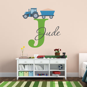 Personalized Name Farm Tractor Wall Decal
