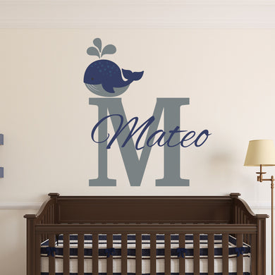 Personalized Name Whale Wall Decal