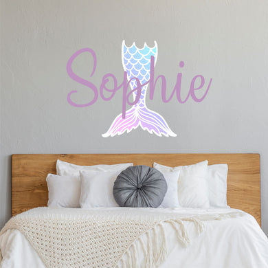 Mermaid Wall Decal Mermaid Sticker Custom Name - Name Sticker - Name Wall Decal