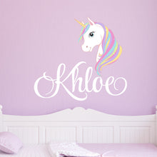 Load image into Gallery viewer, Unicorn Sticker Wall Decal Custom Name - Name Sticker - Name Decal