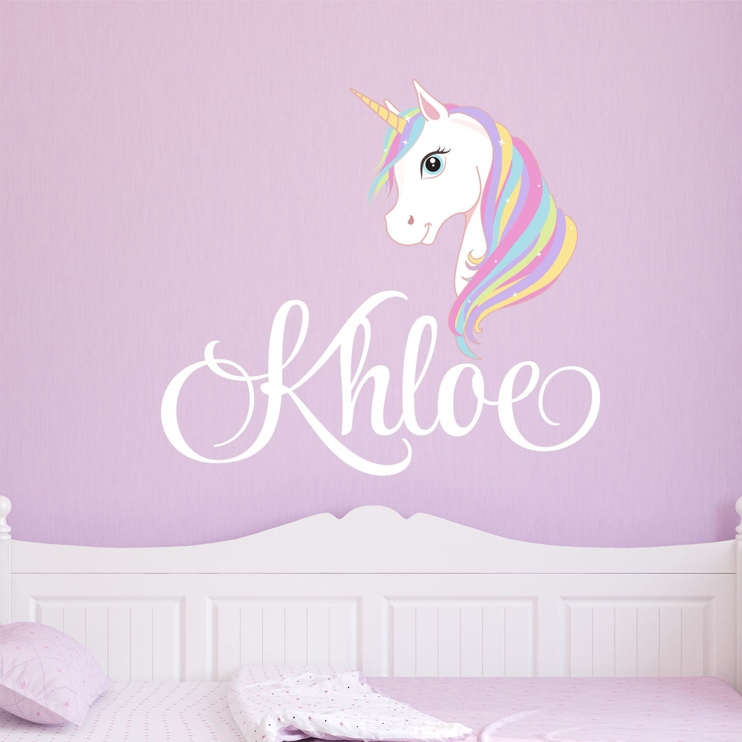 Unicorn Sticker Wall Decal Custom Name - Name Sticker - Name Decal