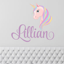 Load image into Gallery viewer, Unicorn Sticker Wall Decal Custom Name - Name Sticker - Name Decal