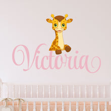 Load image into Gallery viewer, Personalized Name Giraffe Wall Decal