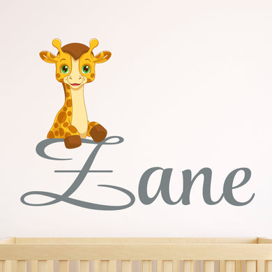 Personalized Name Giraffe Wall Decal