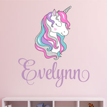 Load image into Gallery viewer, Unicorn Sticker Wall Decal Custom Name - Name Sticker - Name Decal