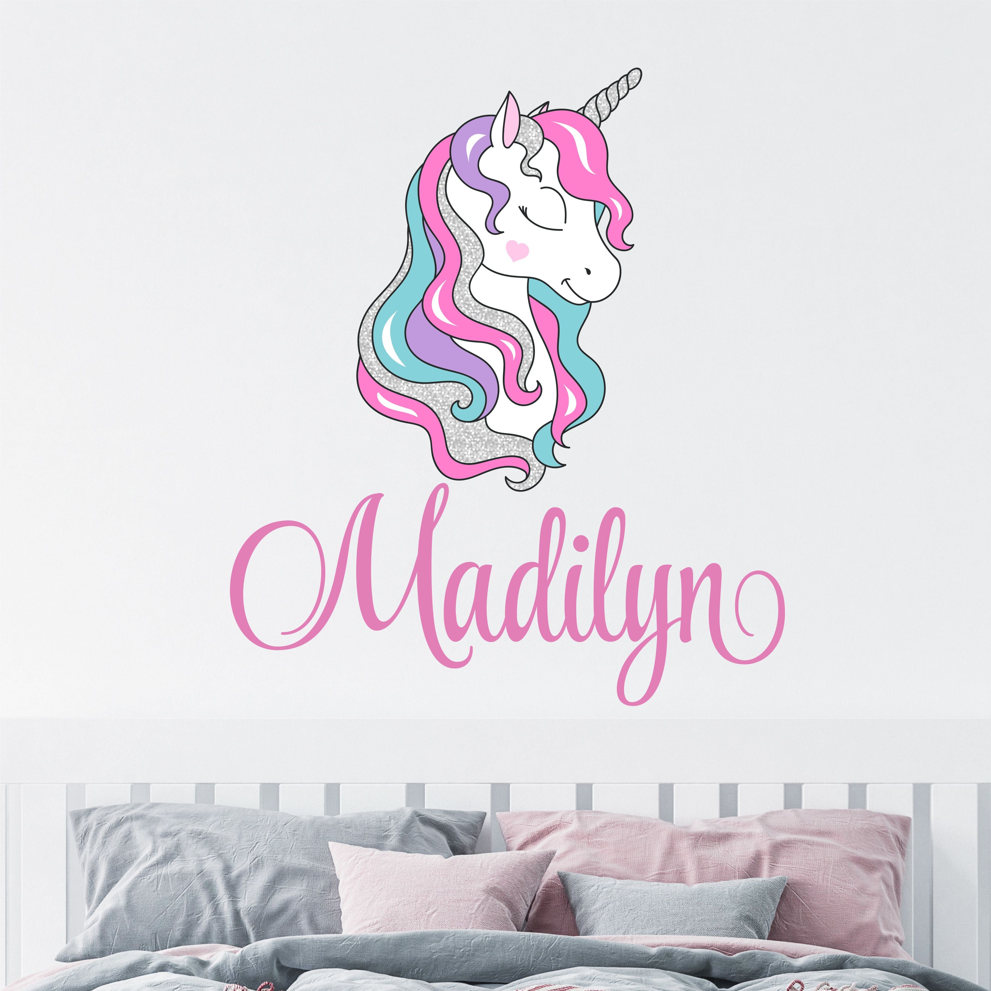 Unicorn Sticker Wall Decal Custom Name - Name Sticker - Name Decal, image size:3300x3300