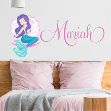 Load image into Gallery viewer, Mermaid Wall Decal Mermaid Sticker Custom Name - Name Sticker - Name Wall Decal