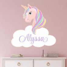 Load image into Gallery viewer, Unicorn Sticker Wall Decal Custom Name - Name Sticker - Name Decal
