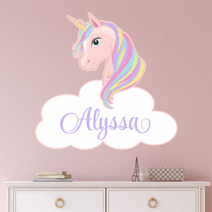 Unicorn Sticker Wall Decal Custom Name - Name Sticker - Name Decal