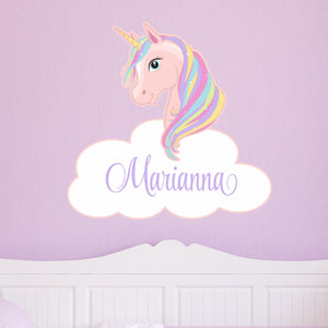 Unicorn Sticker Wall Decal Custom Name - Name Sticker - Name Decal