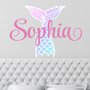 Mermaid Wall Decal Mermaid Sticker Custom Name - Name Sticker - Name Wall Decal