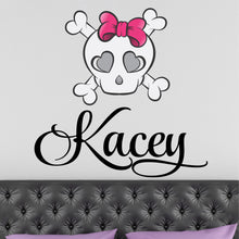 Load image into Gallery viewer, Personalized Name with Skull and Bones Wall Decal