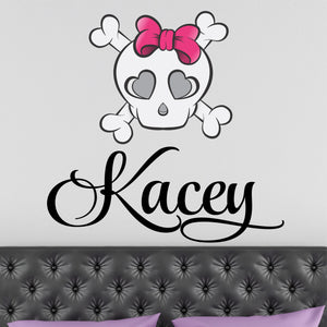 Personalized Name with Skull and Bones Wall Decal