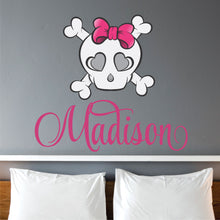 Load image into Gallery viewer, Personalized Name with Skull and Bones Wall Decal