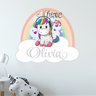Unicorn Sticker Rainbow Wall Decal Custom Name - Name Sticker - Name Decal