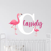 Load image into Gallery viewer, Personalized Name Flamingos Wall Decal